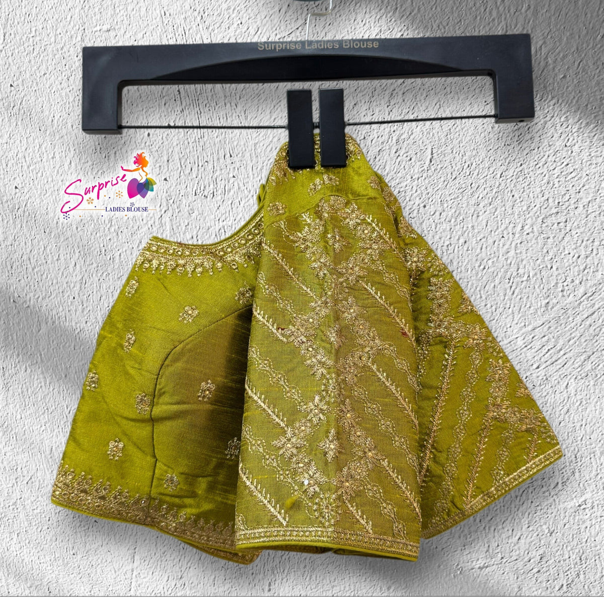 MADHUBALA MACHINE WORK DESIGNER READYMADE BLOUSE (GREEN)