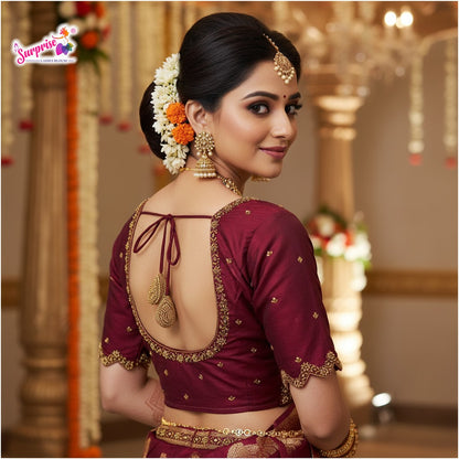 Handwork designer Ari work blouse  maroon color
