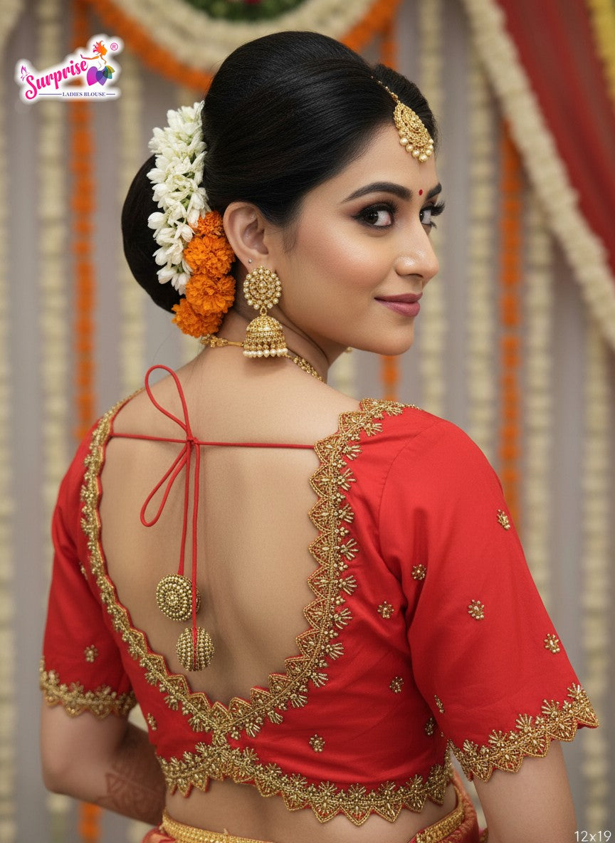 Handwork designer Ari work blouse Red color