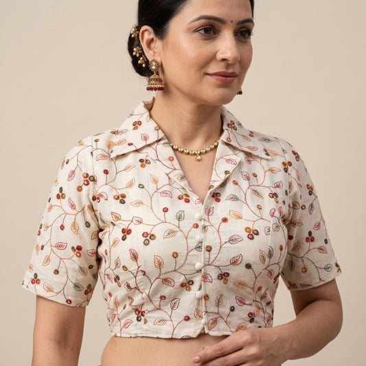 Khadi Cotton Colar Neck Blouse