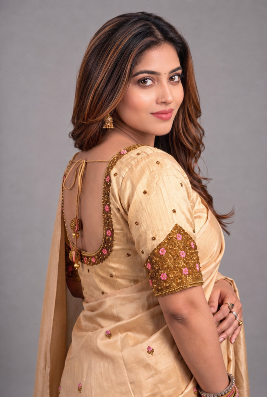 Designer Handwork Blouse Gold