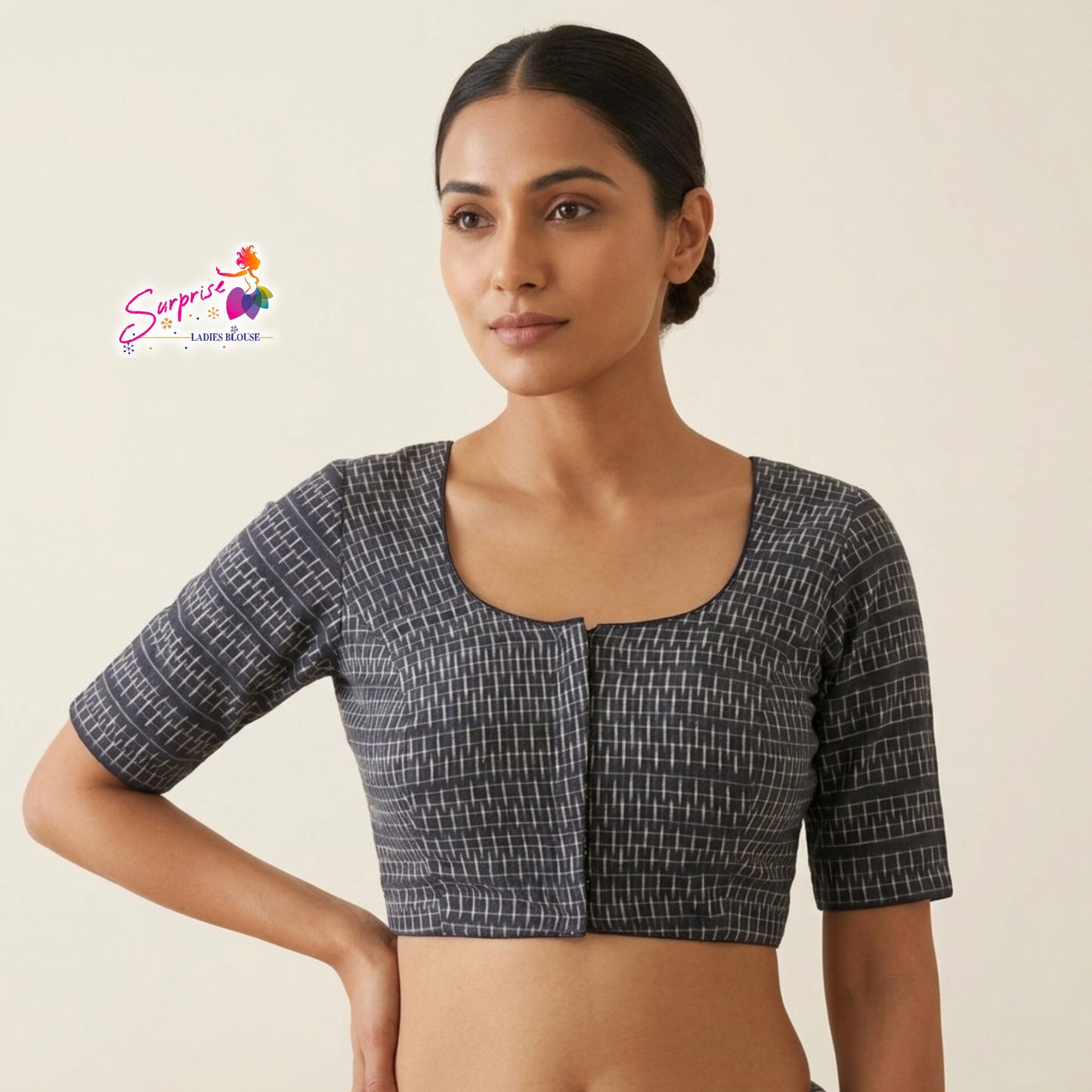Printed khadi cotton blouse