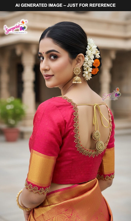Simple Handwork Blouse Blue