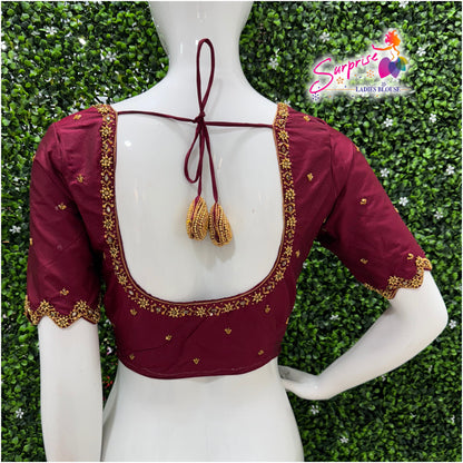 Handwork designer Ari work blouse  maroon color