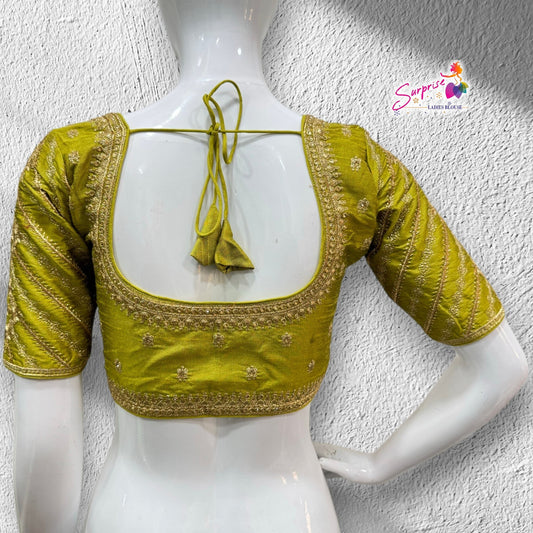MADHUBALA MACHINE WORK DESIGNER READYMADE BLOUSE (GREEN)