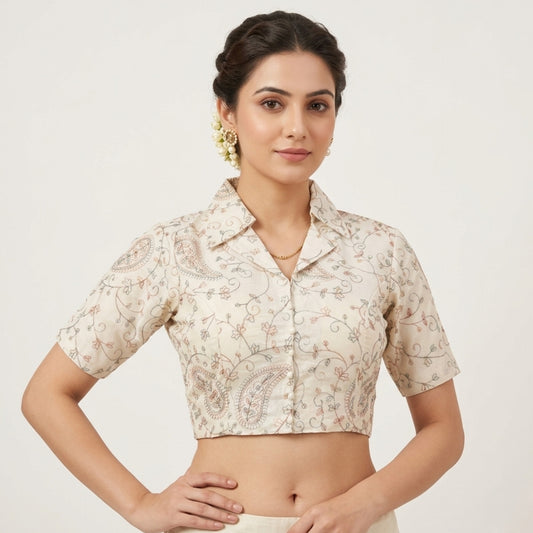 Khadi Cotton Colar Neck Blouse