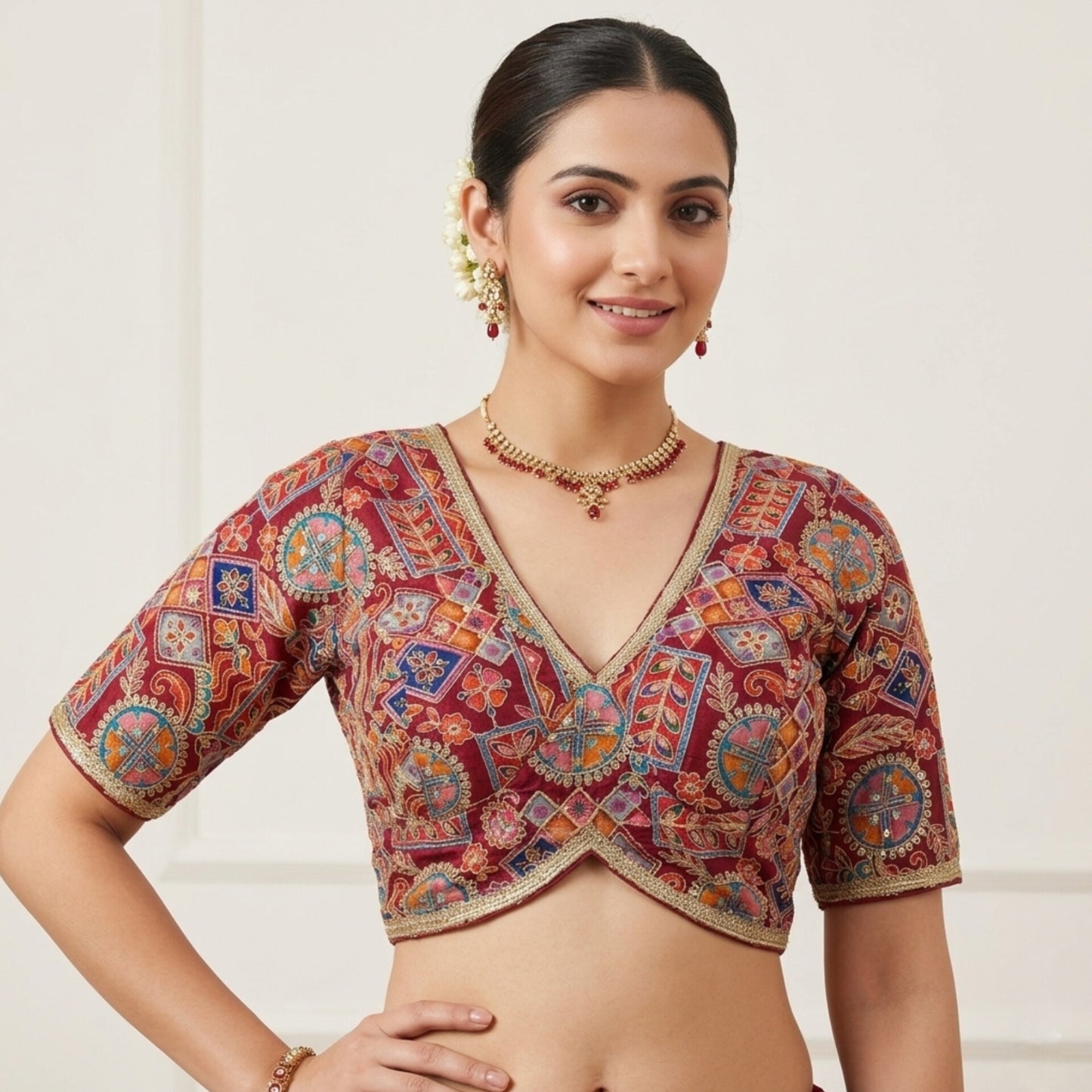 Multicolor Crepe Silk Blouse