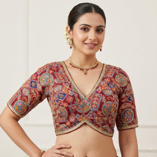 Multicolor Crepe Silk Blouse