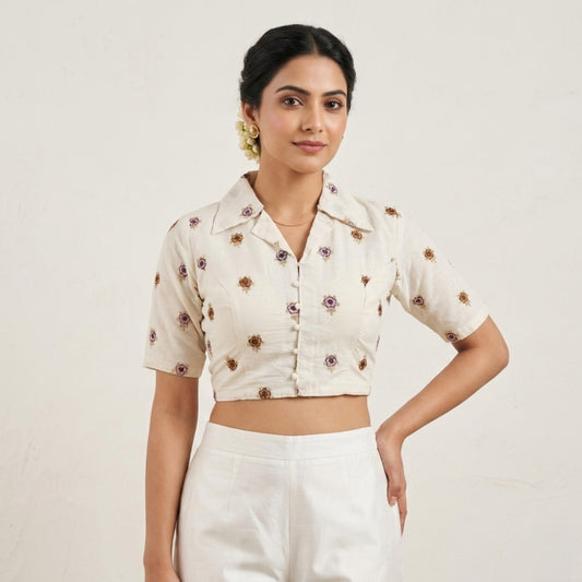 Khadi Cotton Colar Neck Blouse
