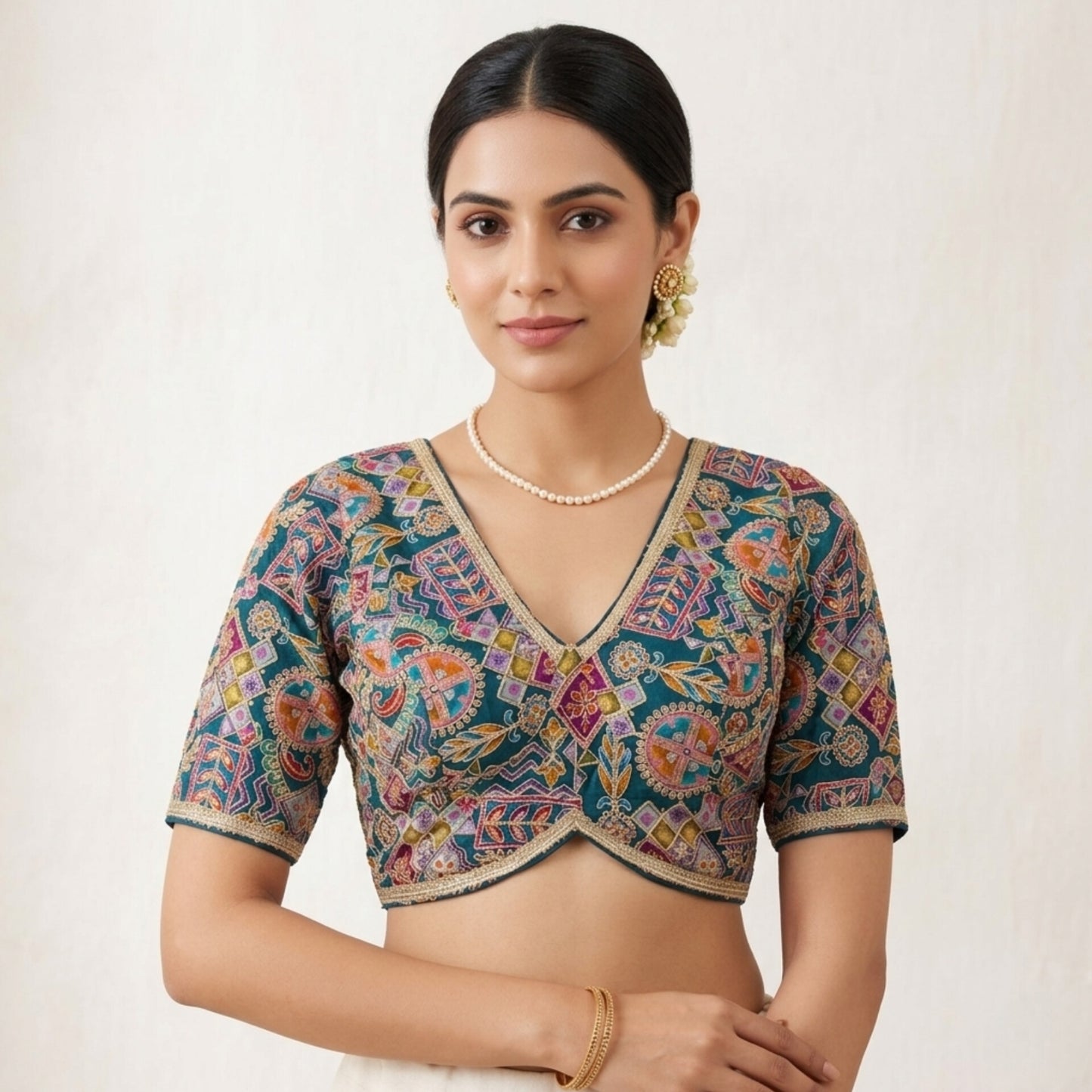 Multicolor Crepe Silk Blouse