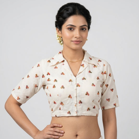 Khadi Cotton Colar Neck Blouse