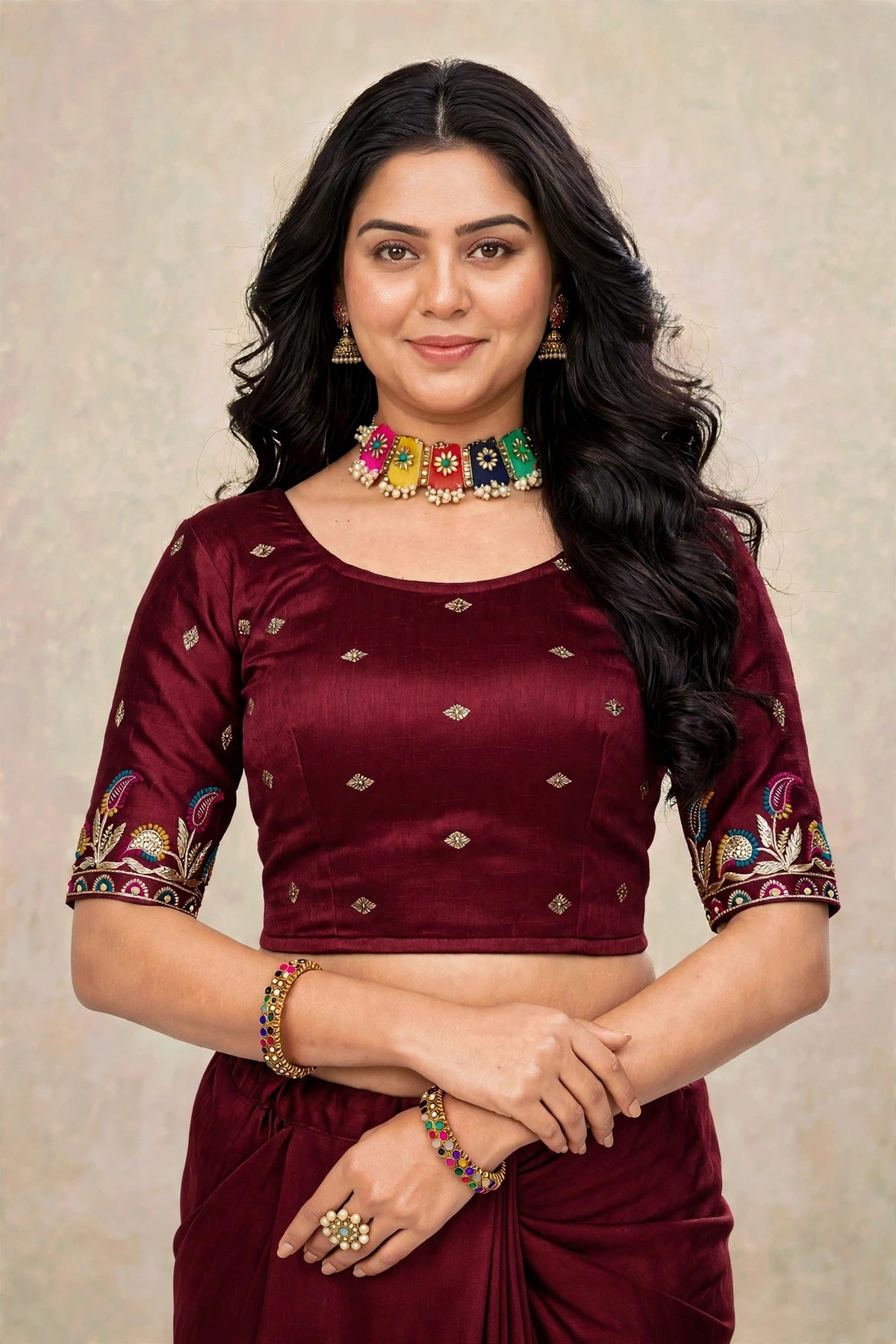 Stretchable blouse Maroon colour