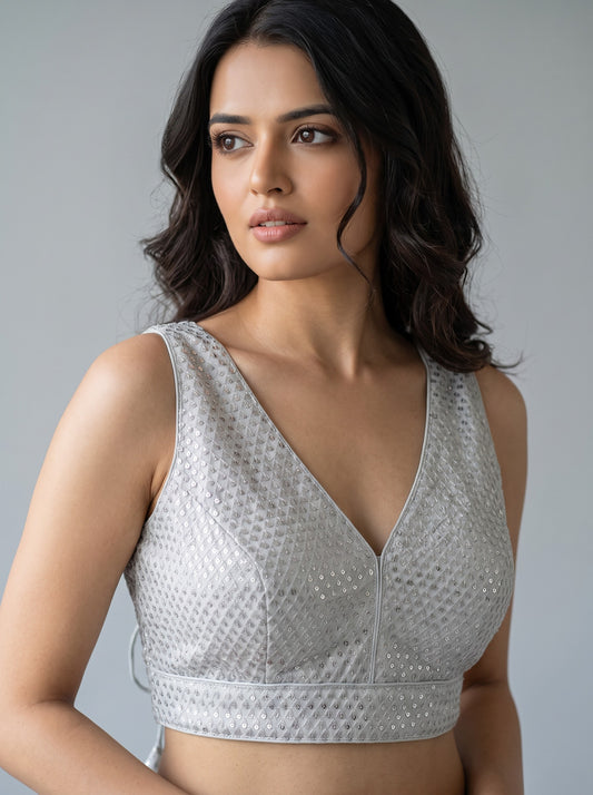 Fancy blouse silver color