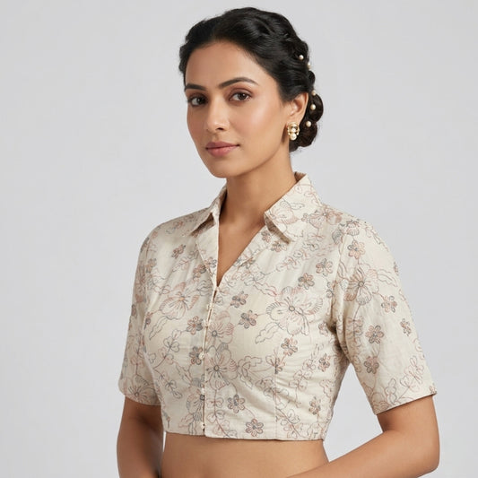 Khadi Cotton Colar Neck Blouse