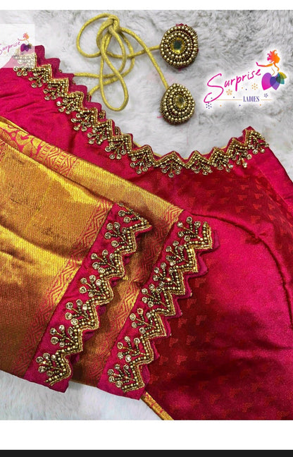 Simple Handwork Blouse Blue