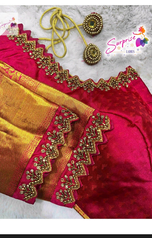 Simple Handwork Blouse Blue
