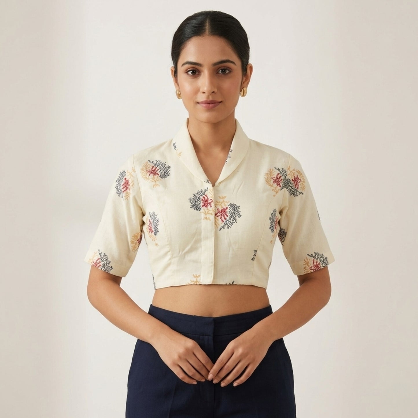 Collar khadi cotton blouse