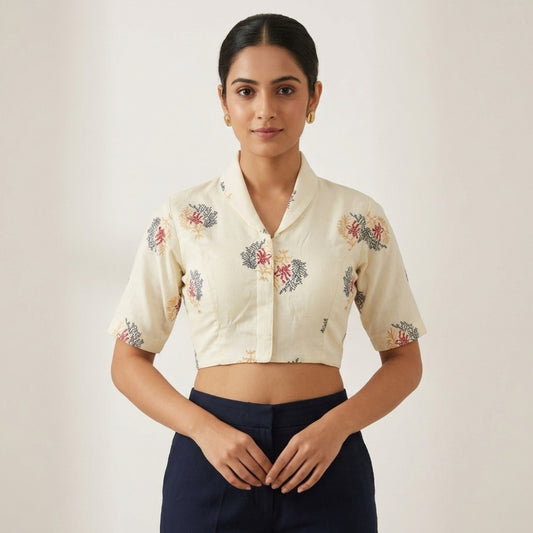Collar khadi cotton blouse