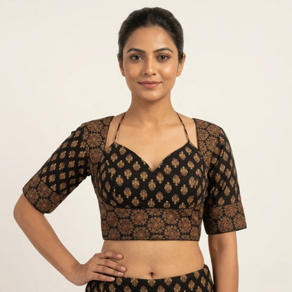 Ajrakh Printed Madhubala Pattern Cotton Blouse