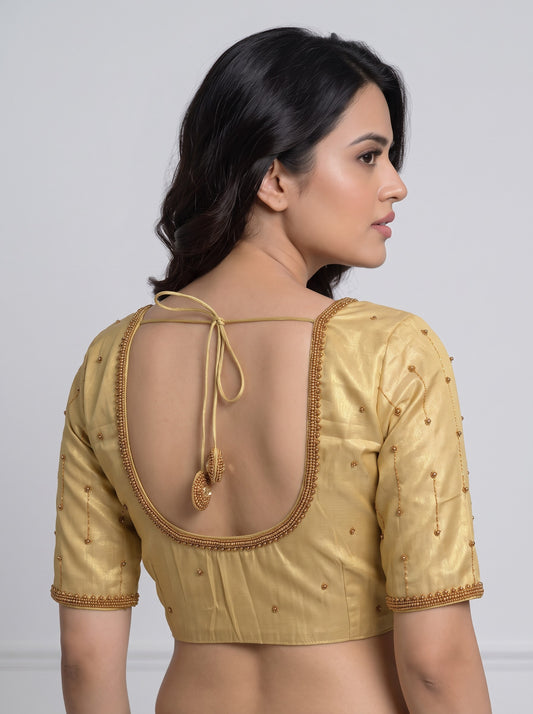 HANDWORK READY MADE  BLOUSE AARI WORK (GOLD)