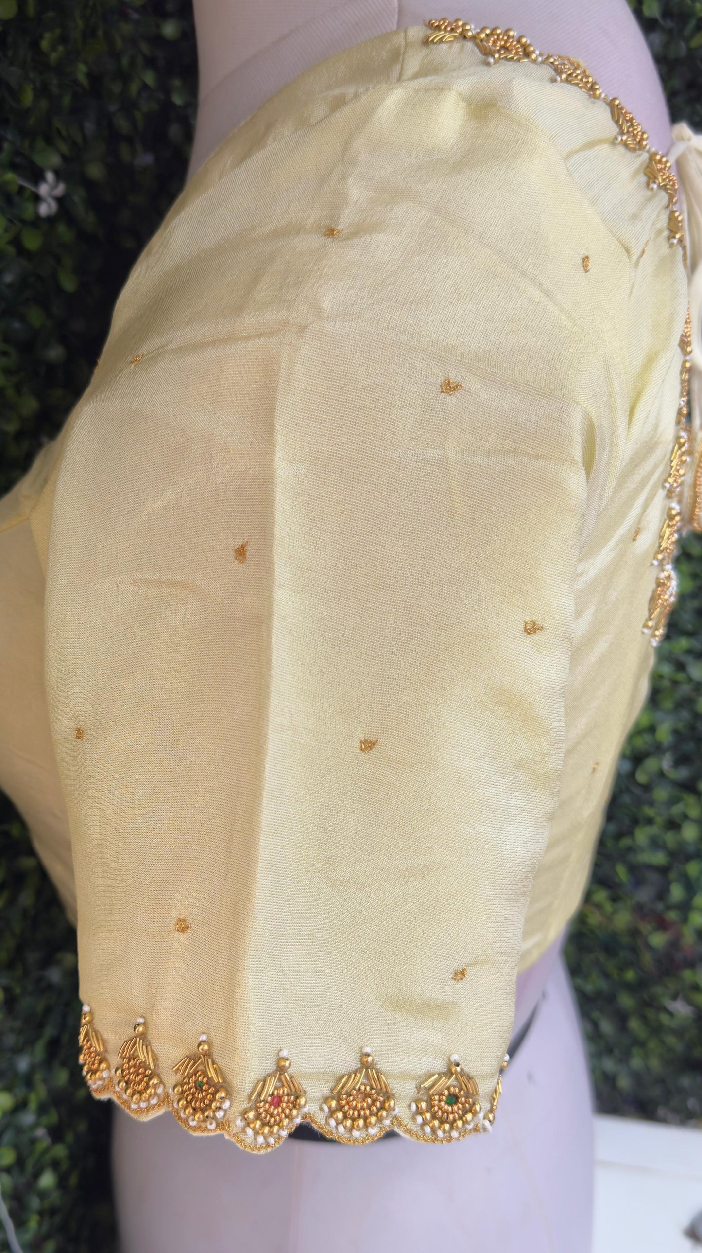 Premium Jewellery Designer handwork Ari work blouse Cream colour