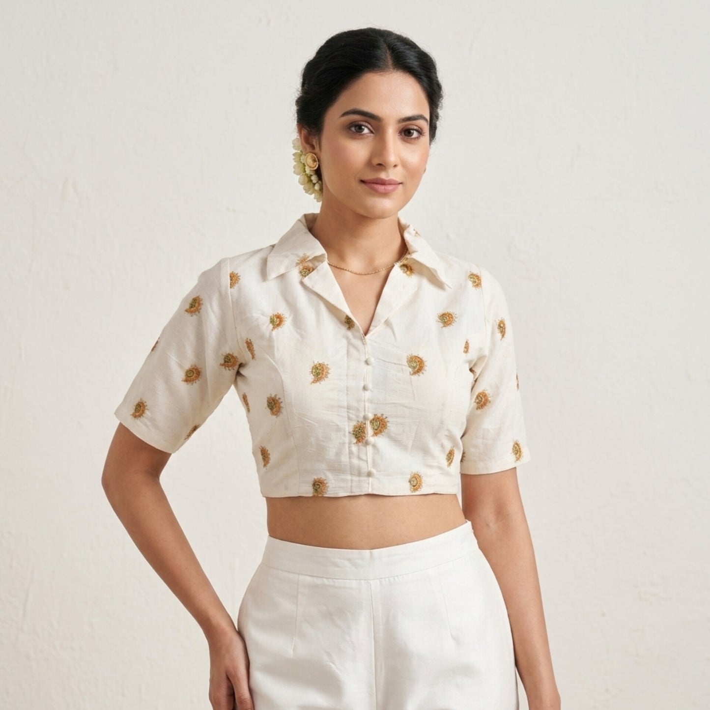 Khadi Cotton Colar Neck Blouse