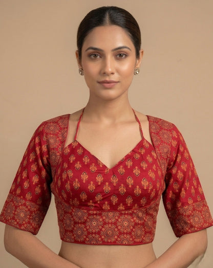 Ajrakh Printed Madhubala Pattern Cotton Blouse