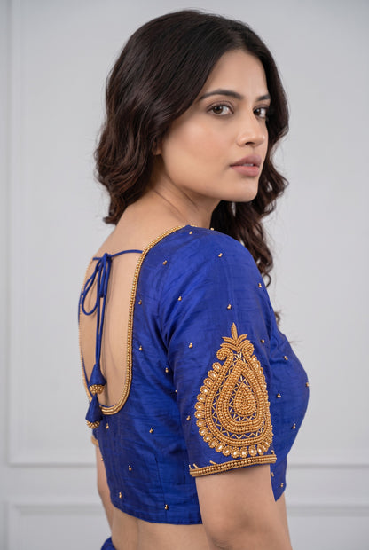HANDWORK READY MADE BLOUSE (ROYAL BLUE)