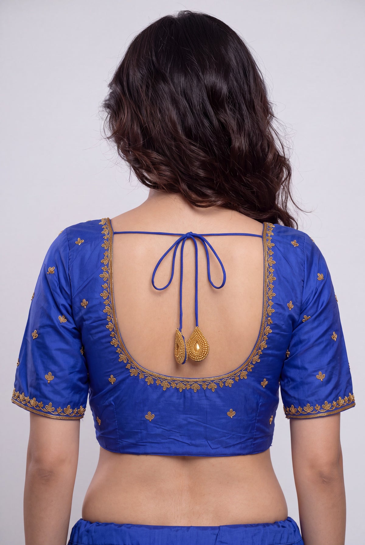 HANDWORK READY MADE BLOUSE  AARI WORK (ROYAL BLUE)
