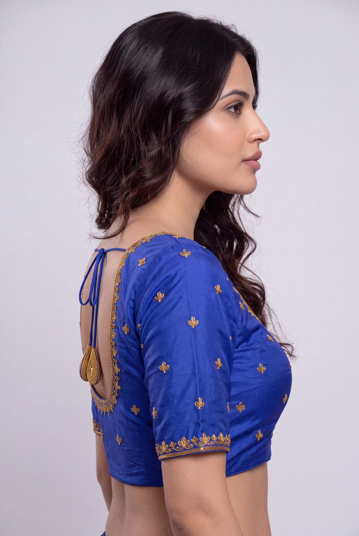 HANDWORK READY MADE BLOUSE  AARI WORK (ROYAL BLUE)