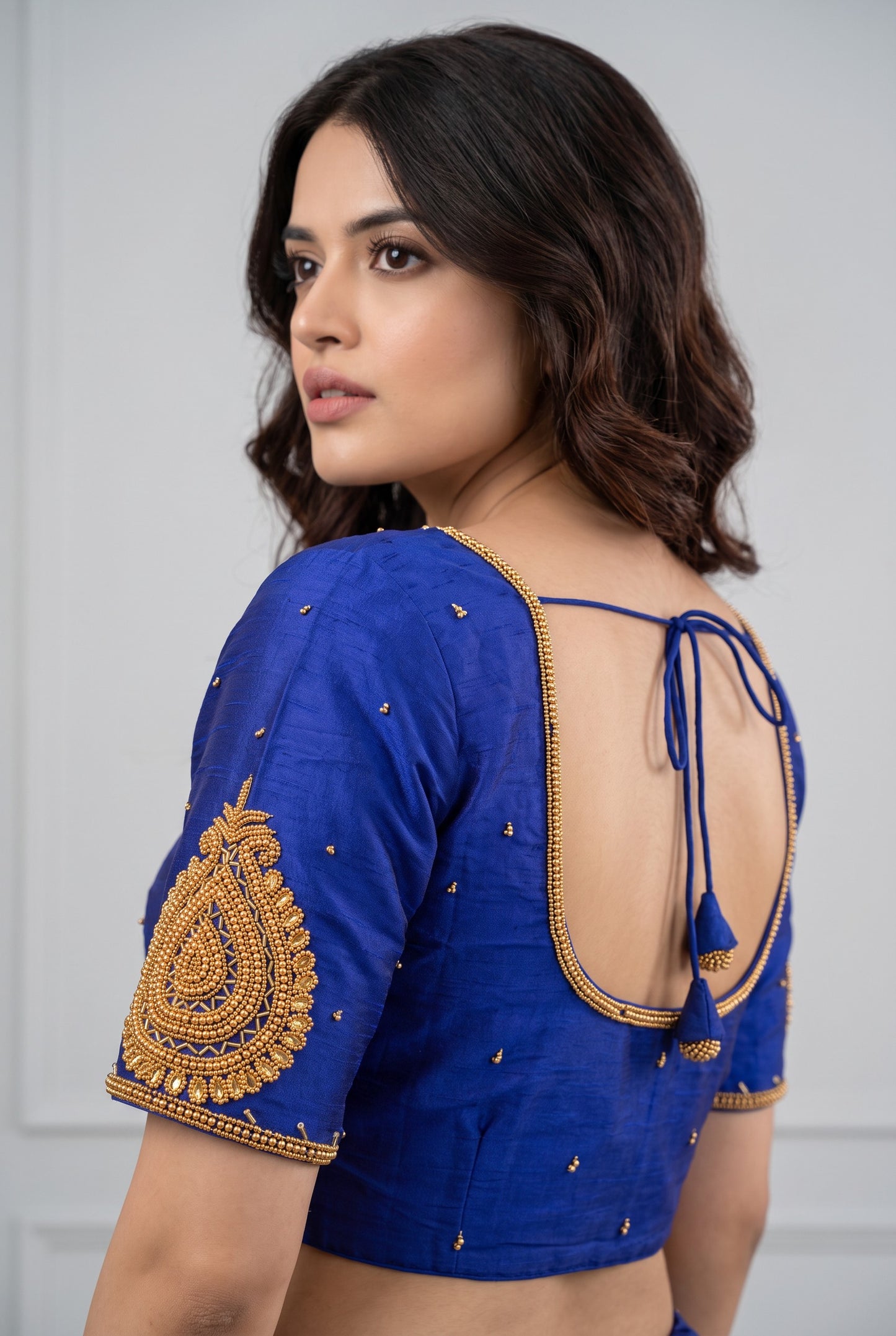 HANDWORK READY MADE BLOUSE (ROYAL BLUE)