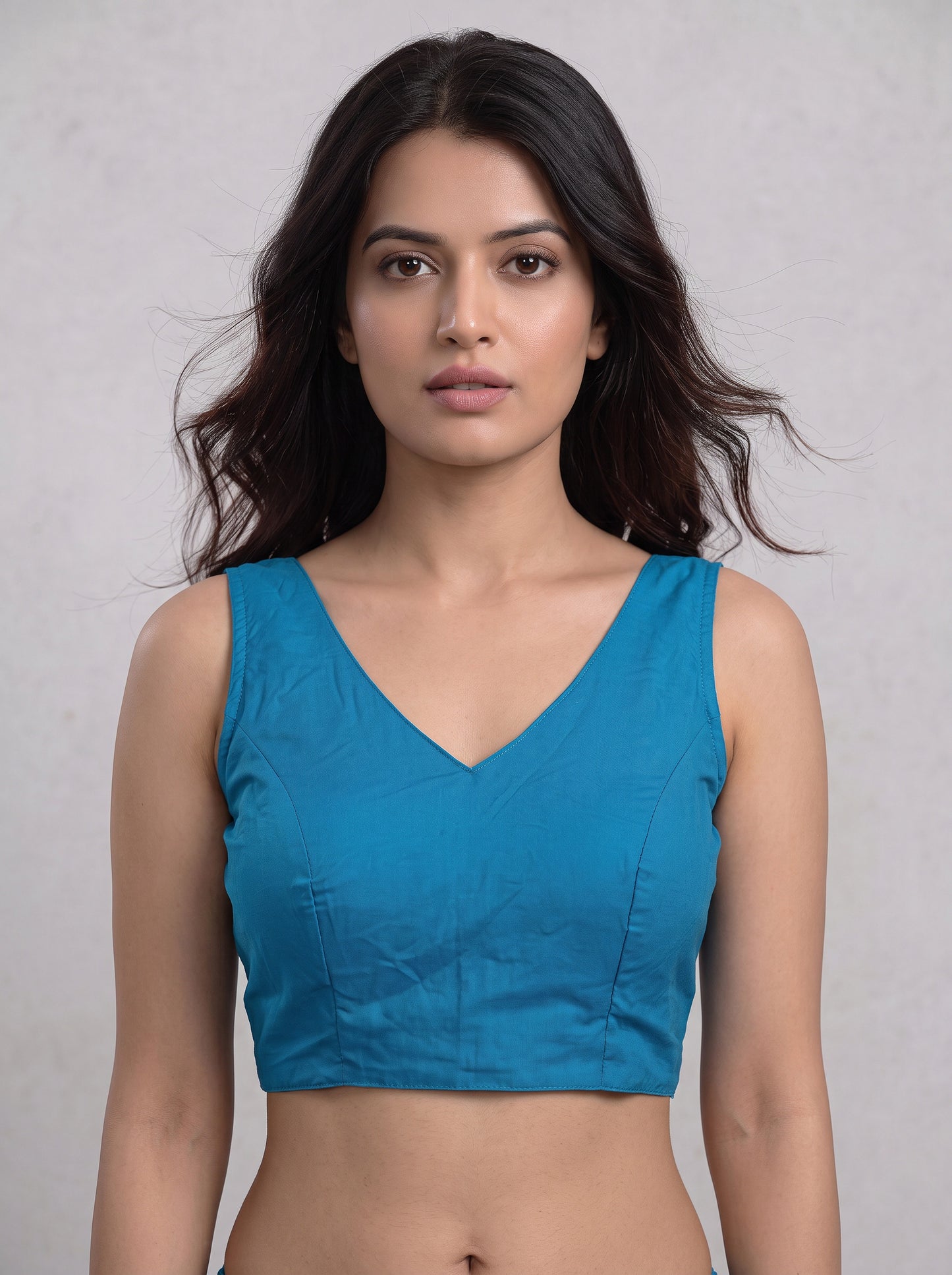 READY MADE SLEEVELESS SILK BLOUSE (SKY BLUE)