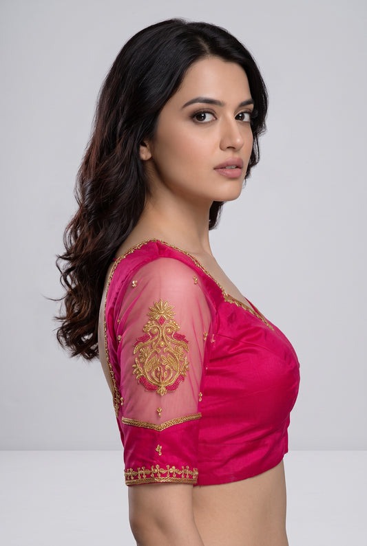 Magenta pink handwork Designer blouse