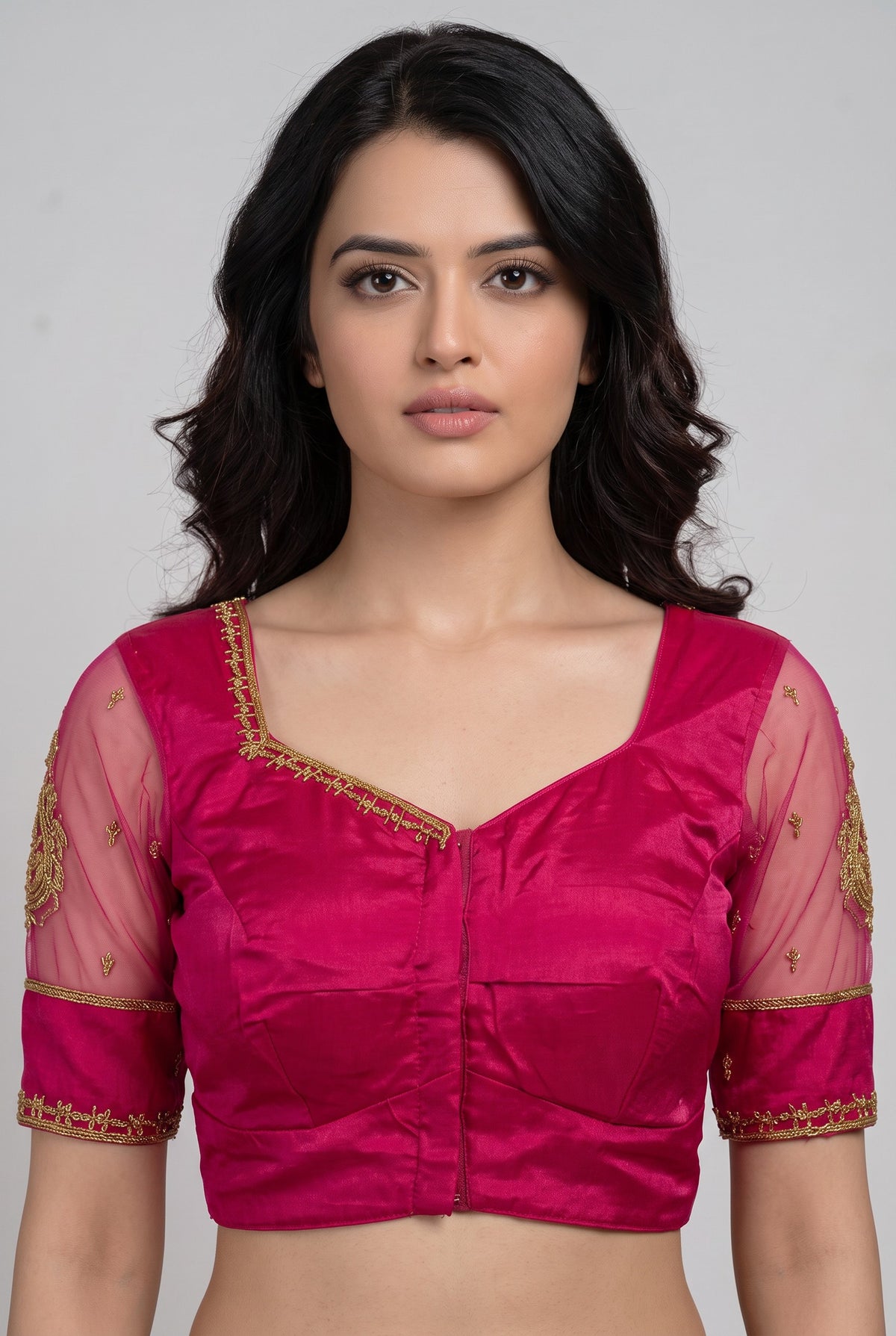 Magenta pink handwork Designer blouse