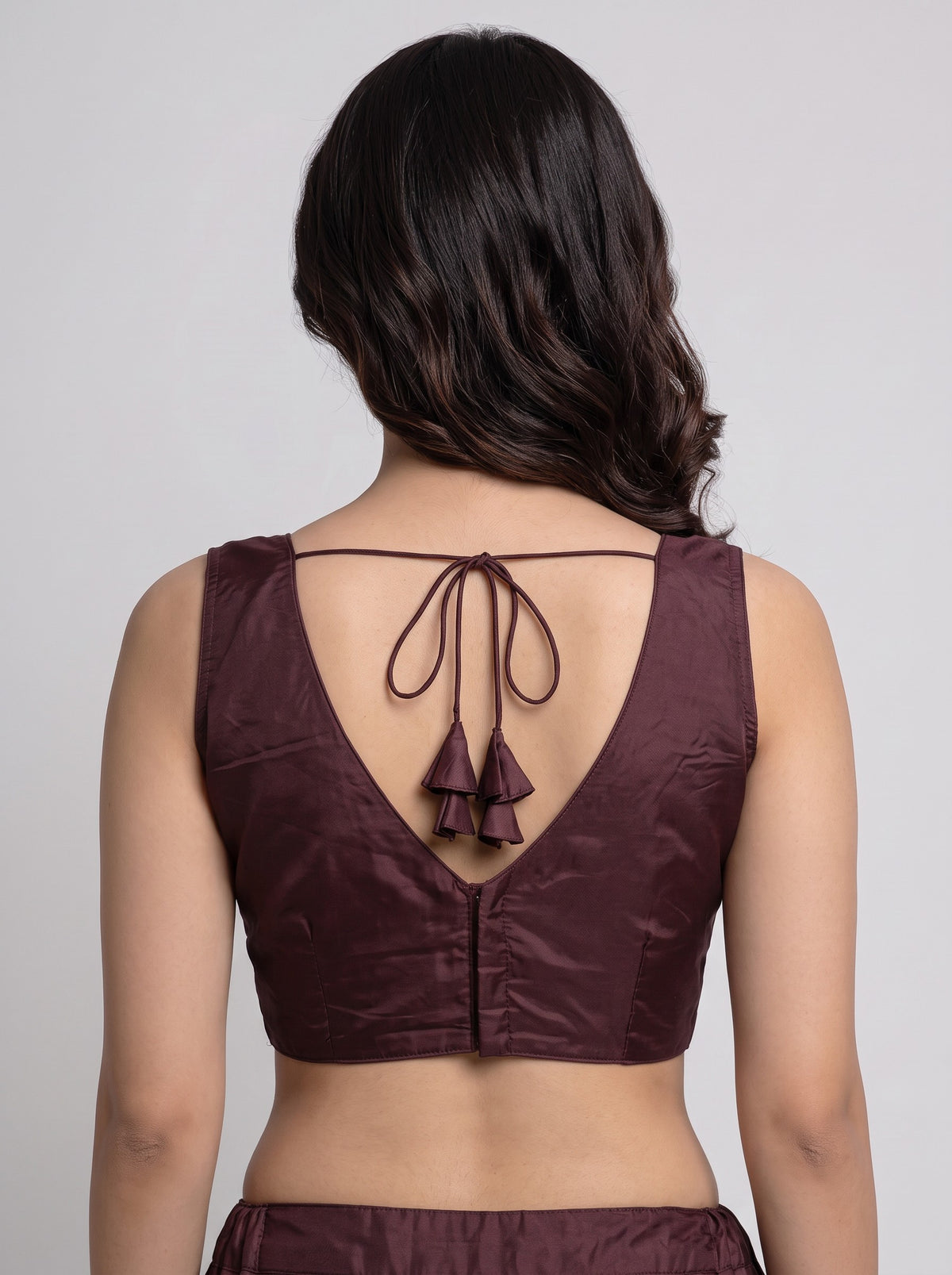 READY MADE SLEEVELESS SILK BLOUSE (WINE)