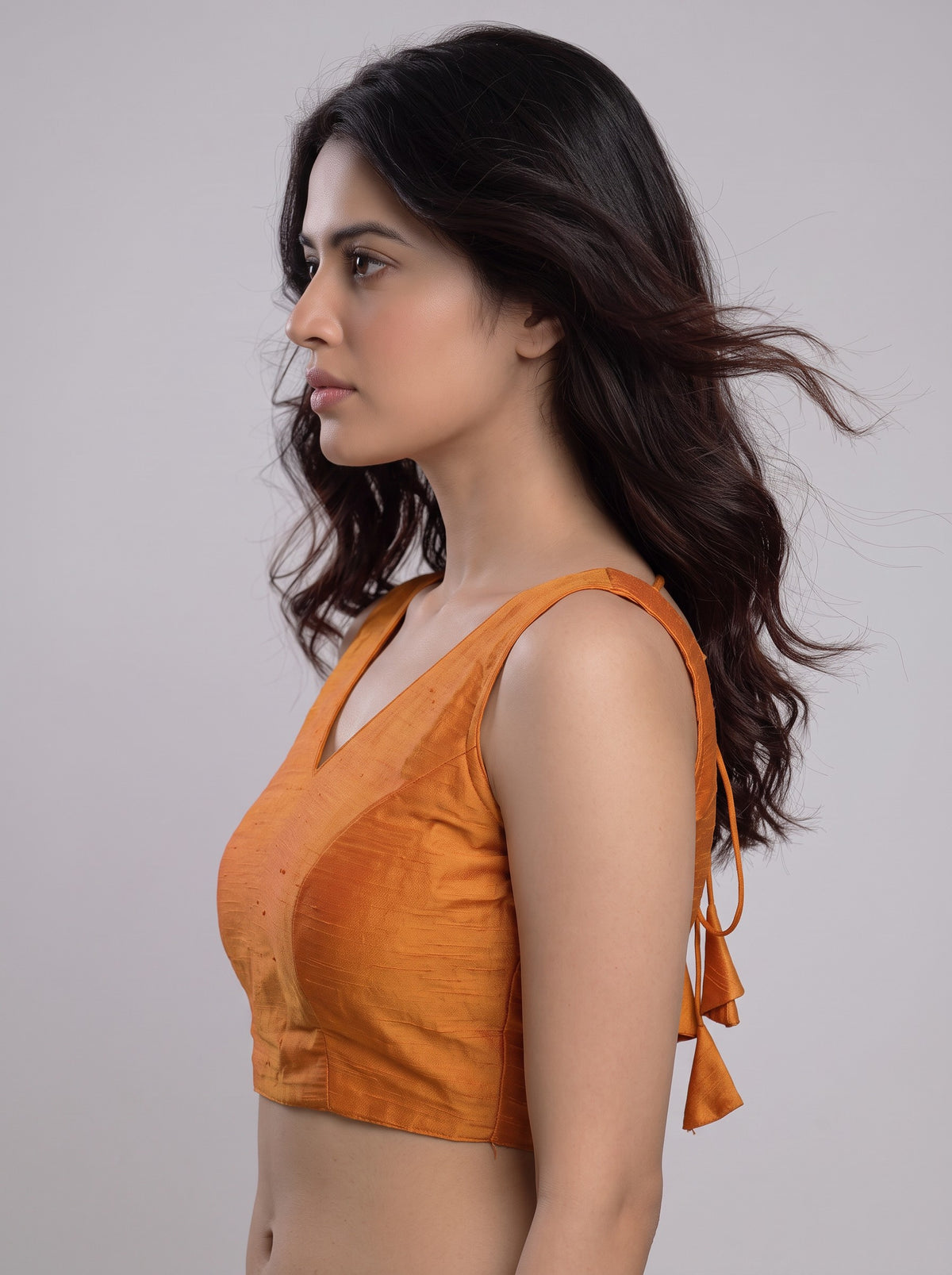 READY MADE SLEEVELESS SILK BLOUSE (YELLOW)