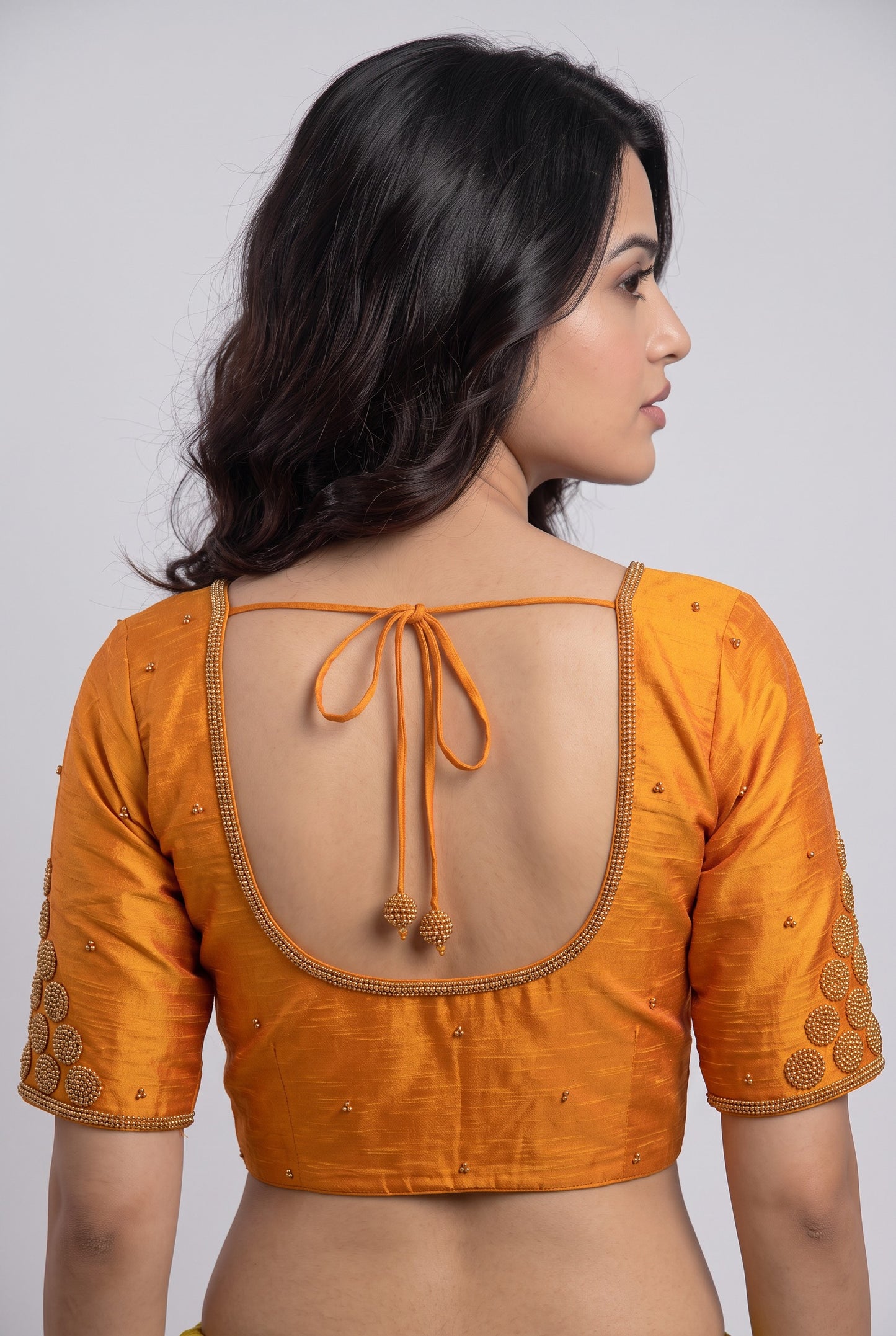 HANDWORK READY MADE BLOUSE  AARI WORK (YELLOW)