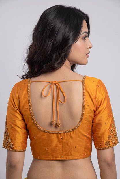 HANDWORK READY MADE BLOUSE  AARI WORK (YELLOW)
