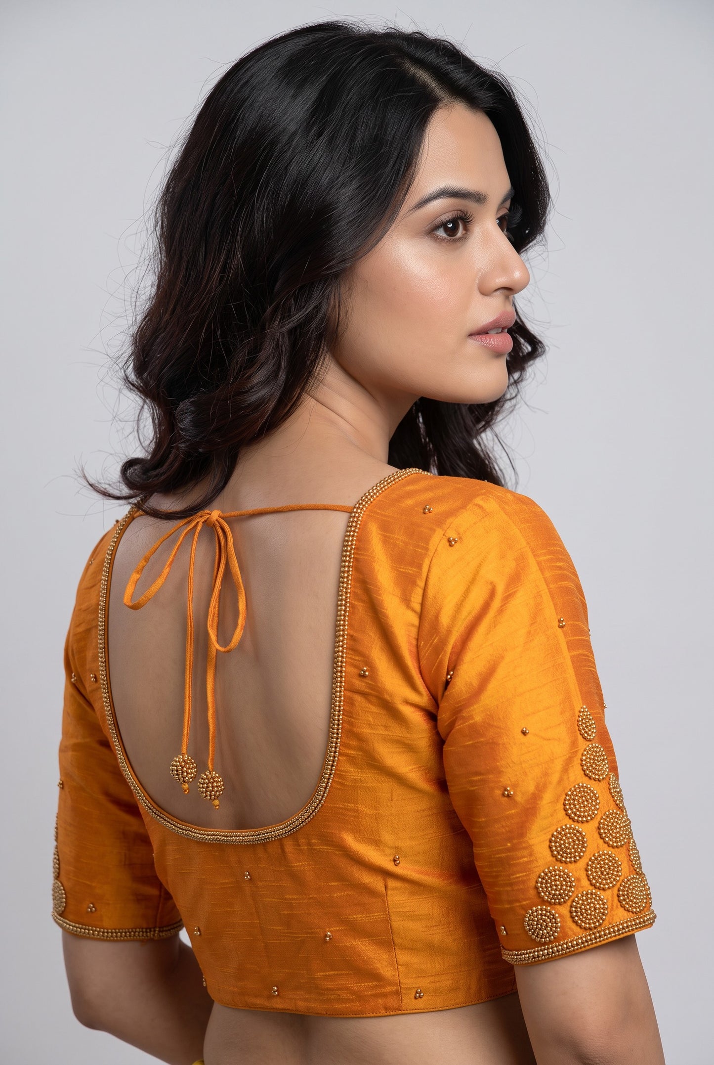 HANDWORK READY MADE BLOUSE  AARI WORK (YELLOW)